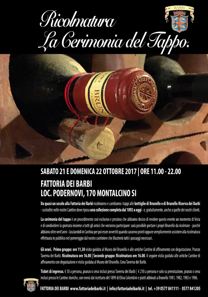 Ricolmatura. La cerimonia del tappo alla Fattoria dei Barbi