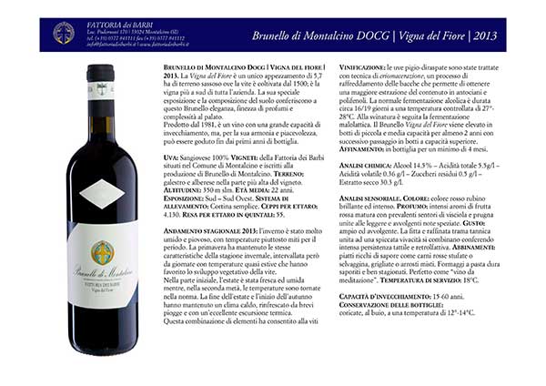 Brunello di Montalcino DOCG | Vigna del Fiore | 2013