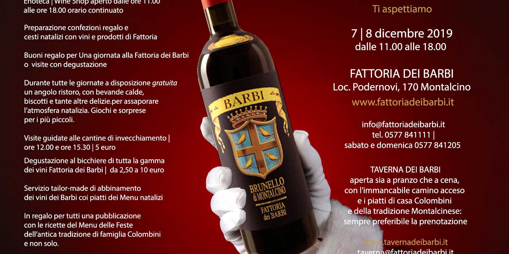 Cantine aperte a Natale 2019 | Fattoria dei Barbi