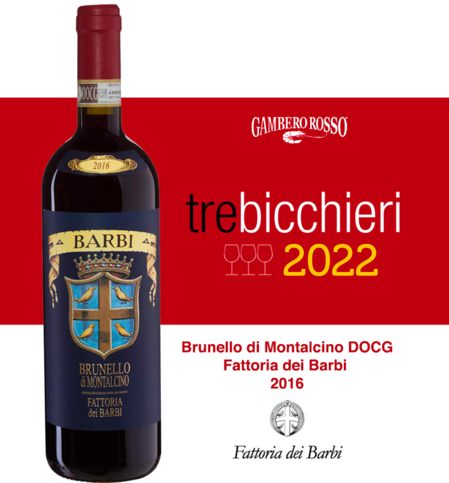 Tre Bicchieri Gambero Rosso a Brunello di Montalcino 2016 Fattoria dei Barbi